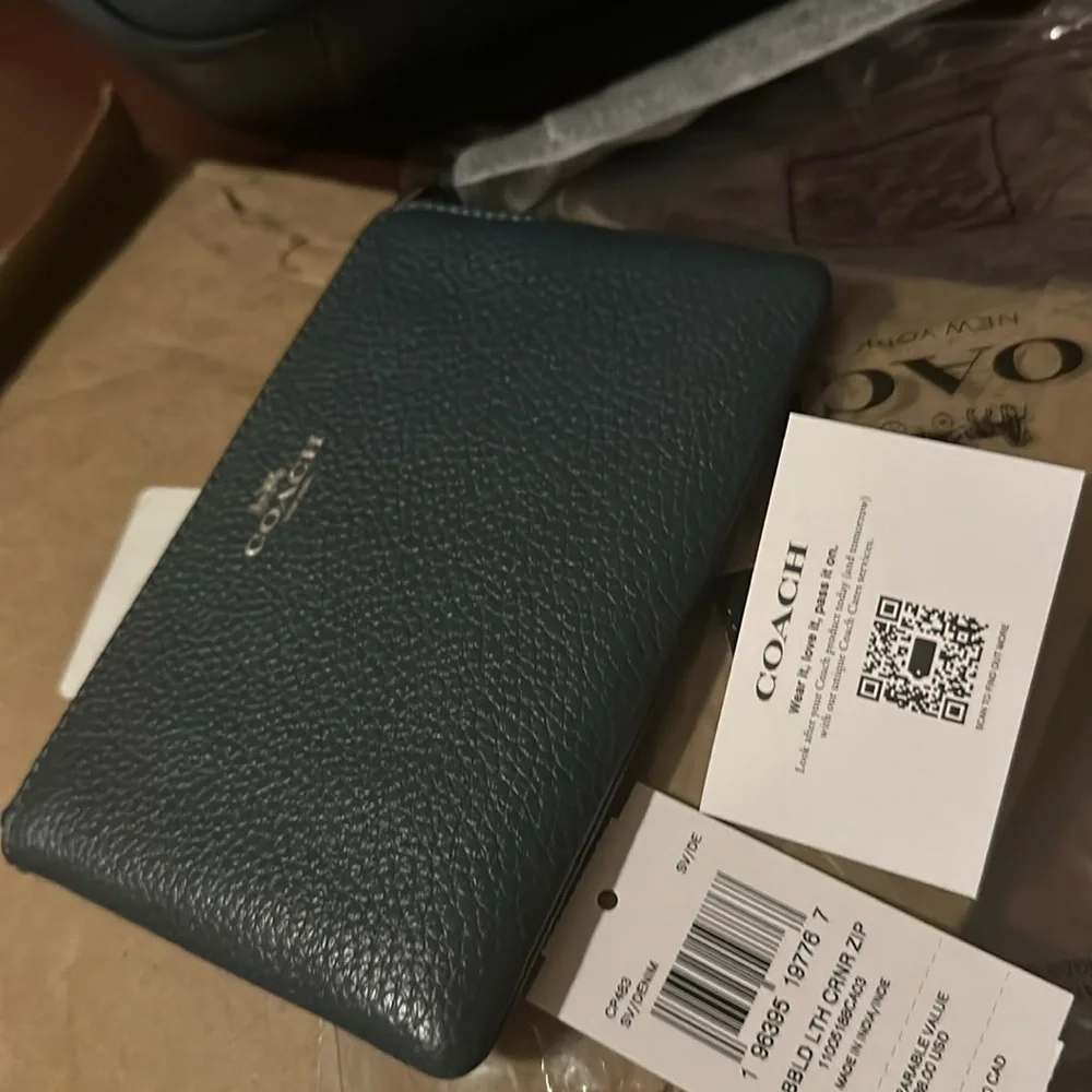 Coach Blue Corner Zip Wristlet NWT